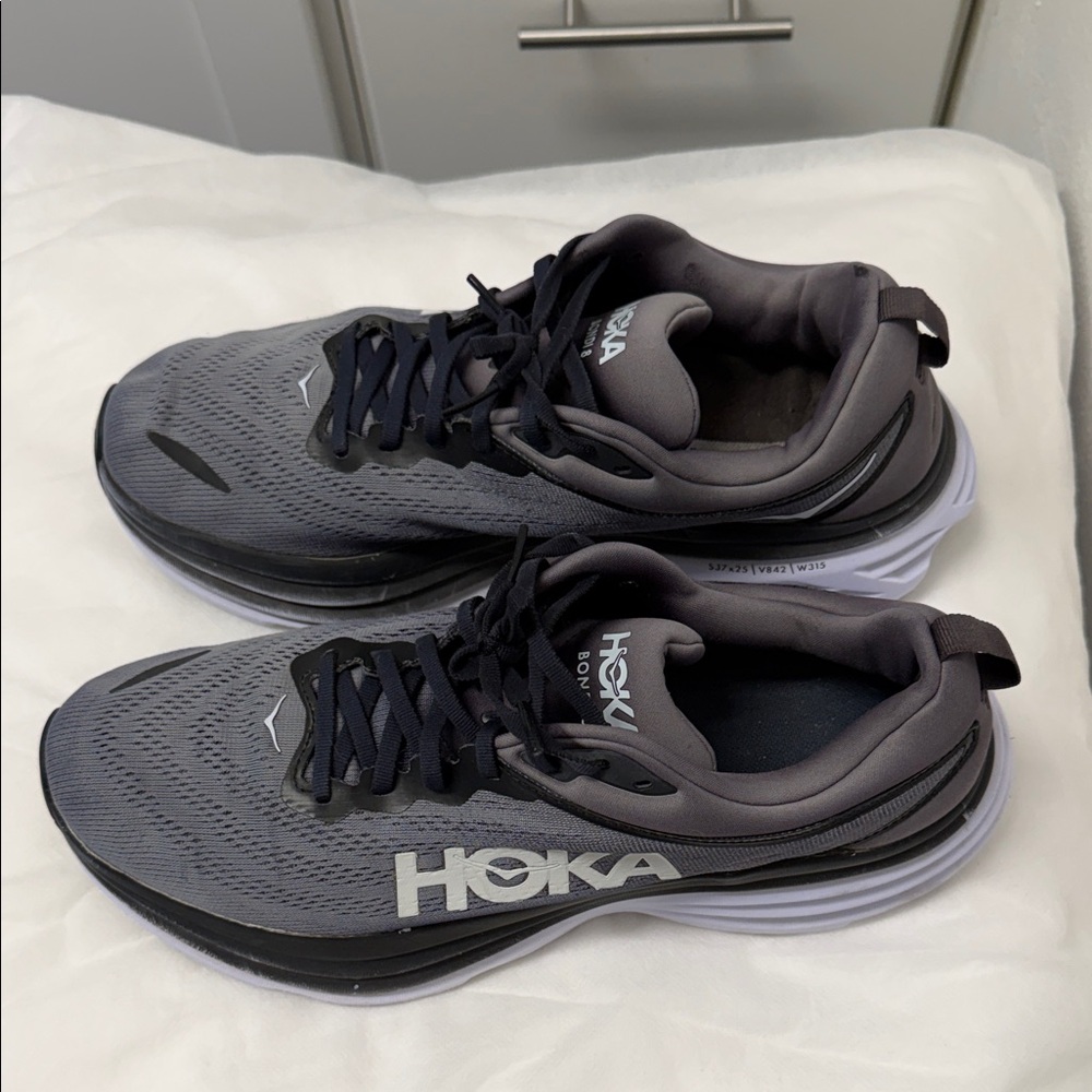 Hoka Men's Grey and Black Running Sneakers